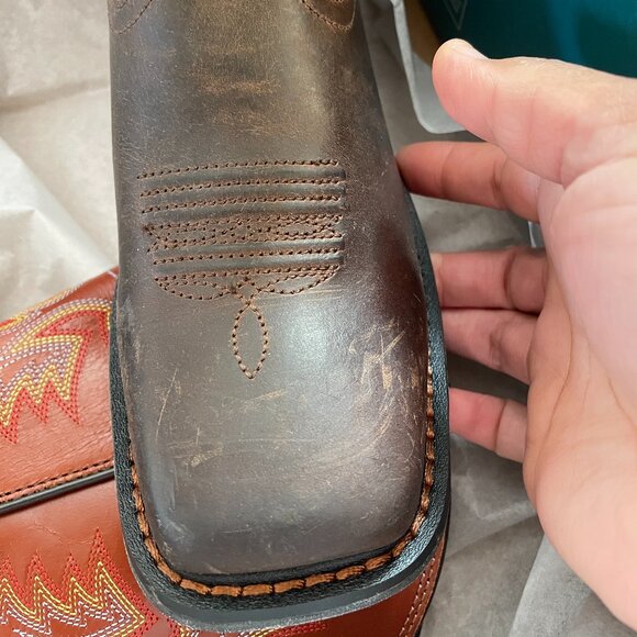 NIB Ariat Kid's Dark Earth Workhog Wide Square Toe Leather Boots. Cowboy Cowgirl - Picture 11 of 15